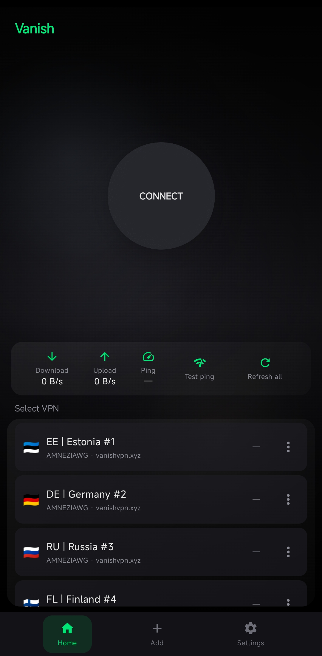 Интерфейс VanishVPN